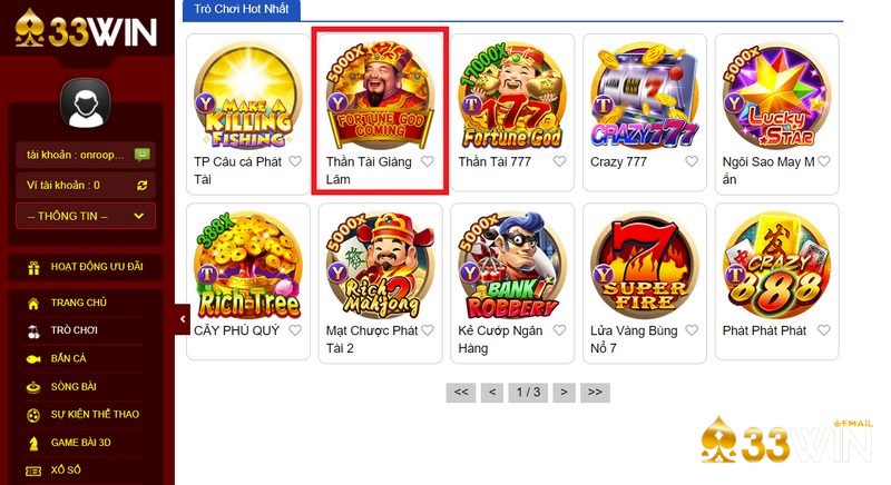 3 bước tham gia quay hũ thần tài giáng lâm trên 33Win
